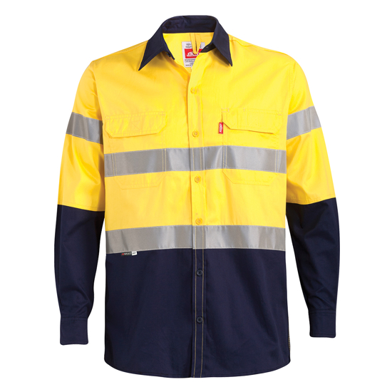 Picture of 100% Cotton Two Tone Long Sleeve Reflective Work Shirt