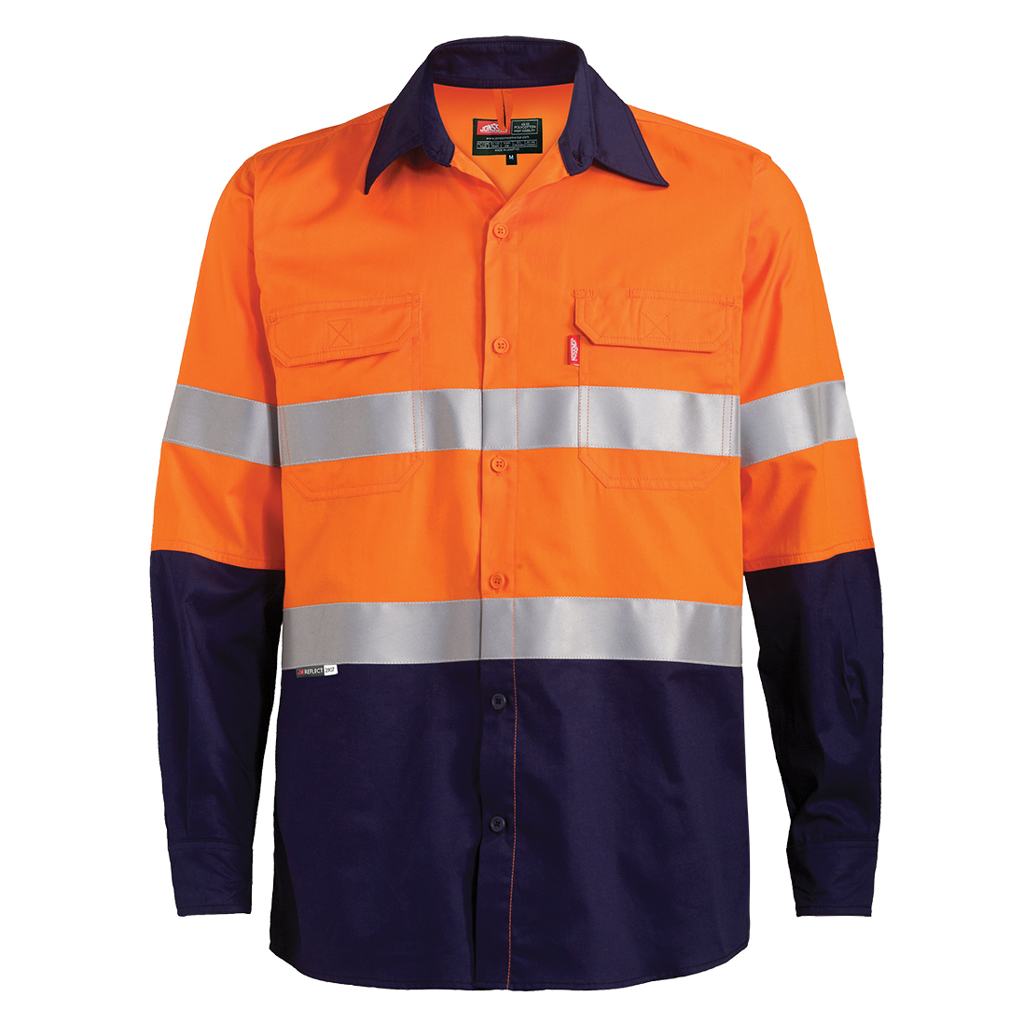 Jonsson Workwear | Versatex lite Long Sleeve Reflective Work Shirt