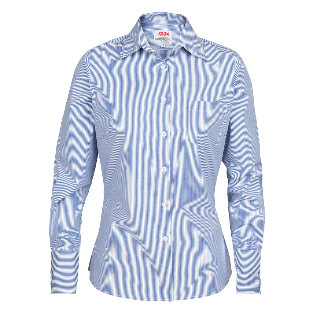 Jonsson Workwear | Women's Long Sleeve Stripe Shirt