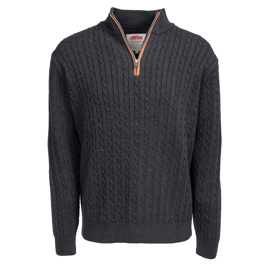 Jonsson Workwear | Fine Gauge Cable Knit 1/4 Zip Jersey