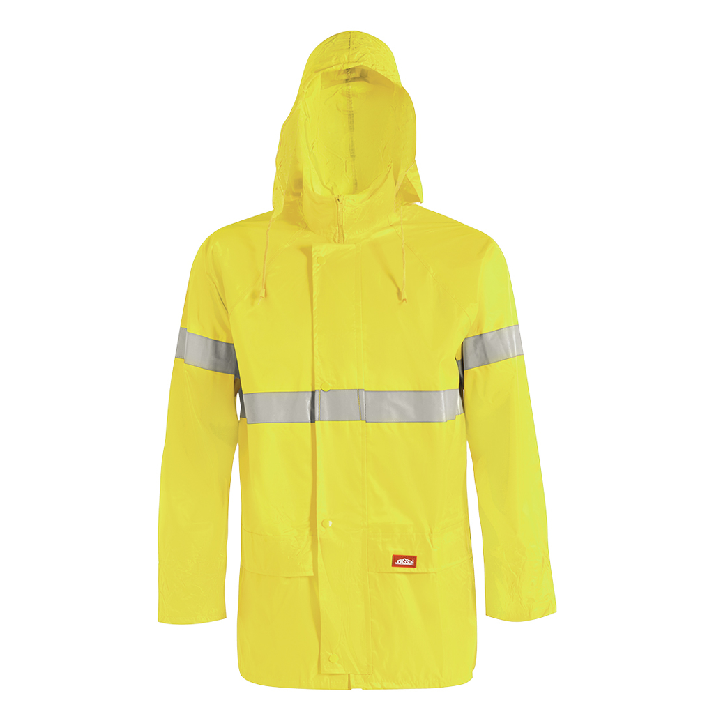 Jonsson Workwear | High Viz Rain Jacket with Reflective Tape